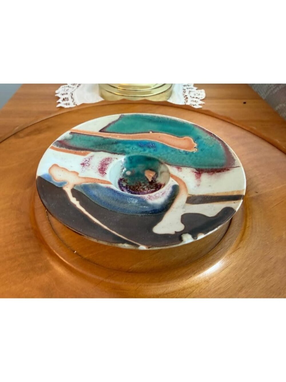 Studio Pottery Art Pottery Abstract Multicolor Signed